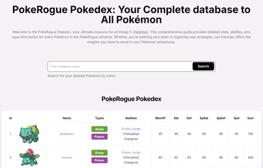 PokerogueDex in okeiai.com