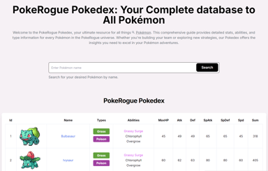 PokerogueDex in okeiai.com